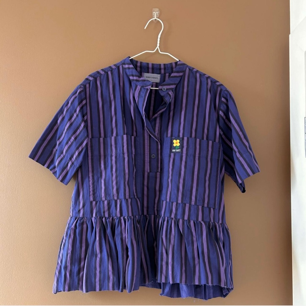 Bobo Choses Blue & Purple Striped Blouse